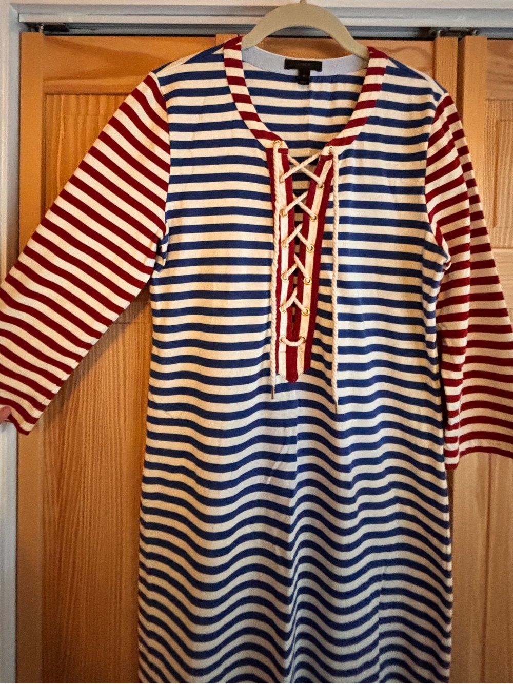 J. Crew Striped Lace-Up Maxi Dress